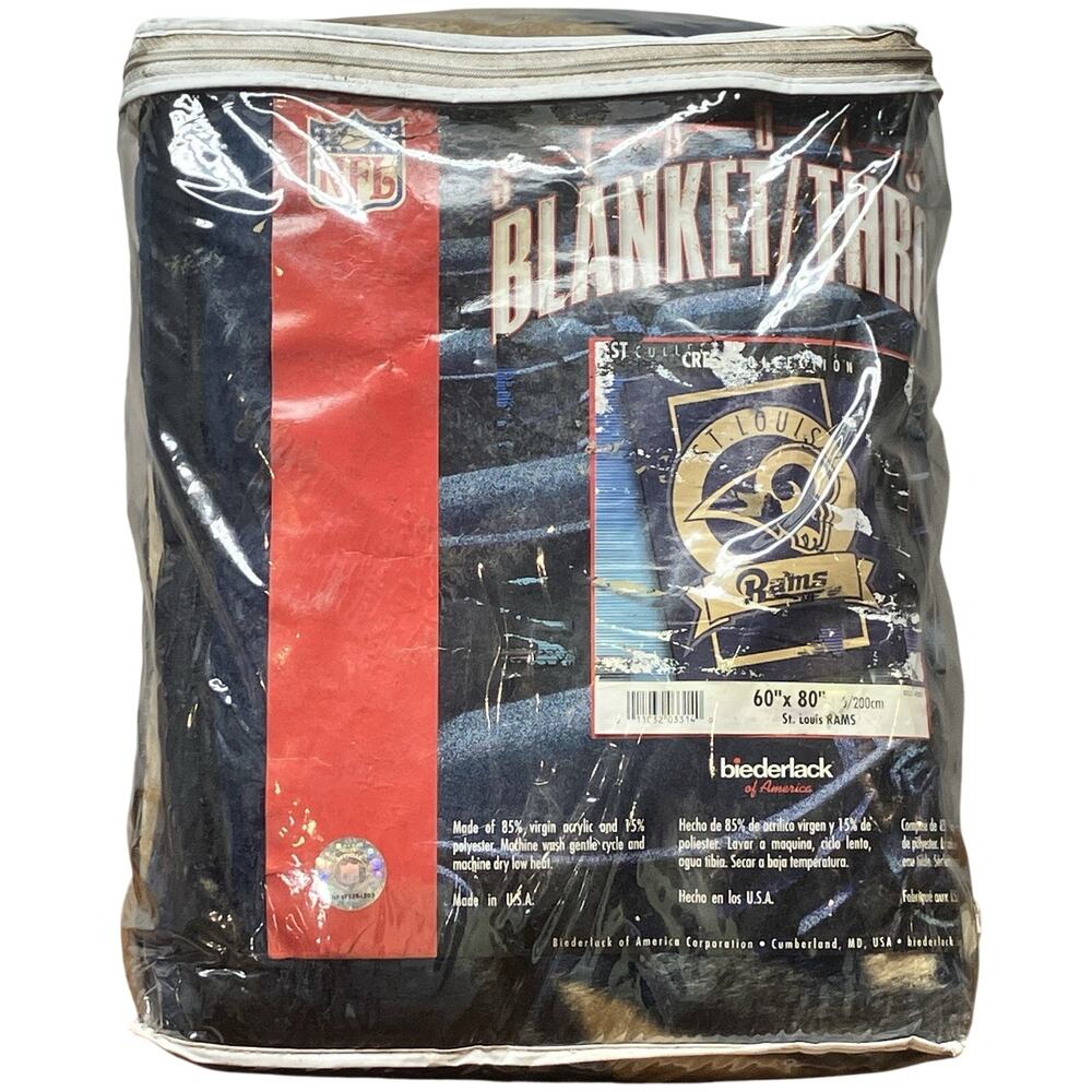 St. Louis Rams Blanket Biederlack NEW Vintage Deadstock Stadium Blanket 60”x80”
